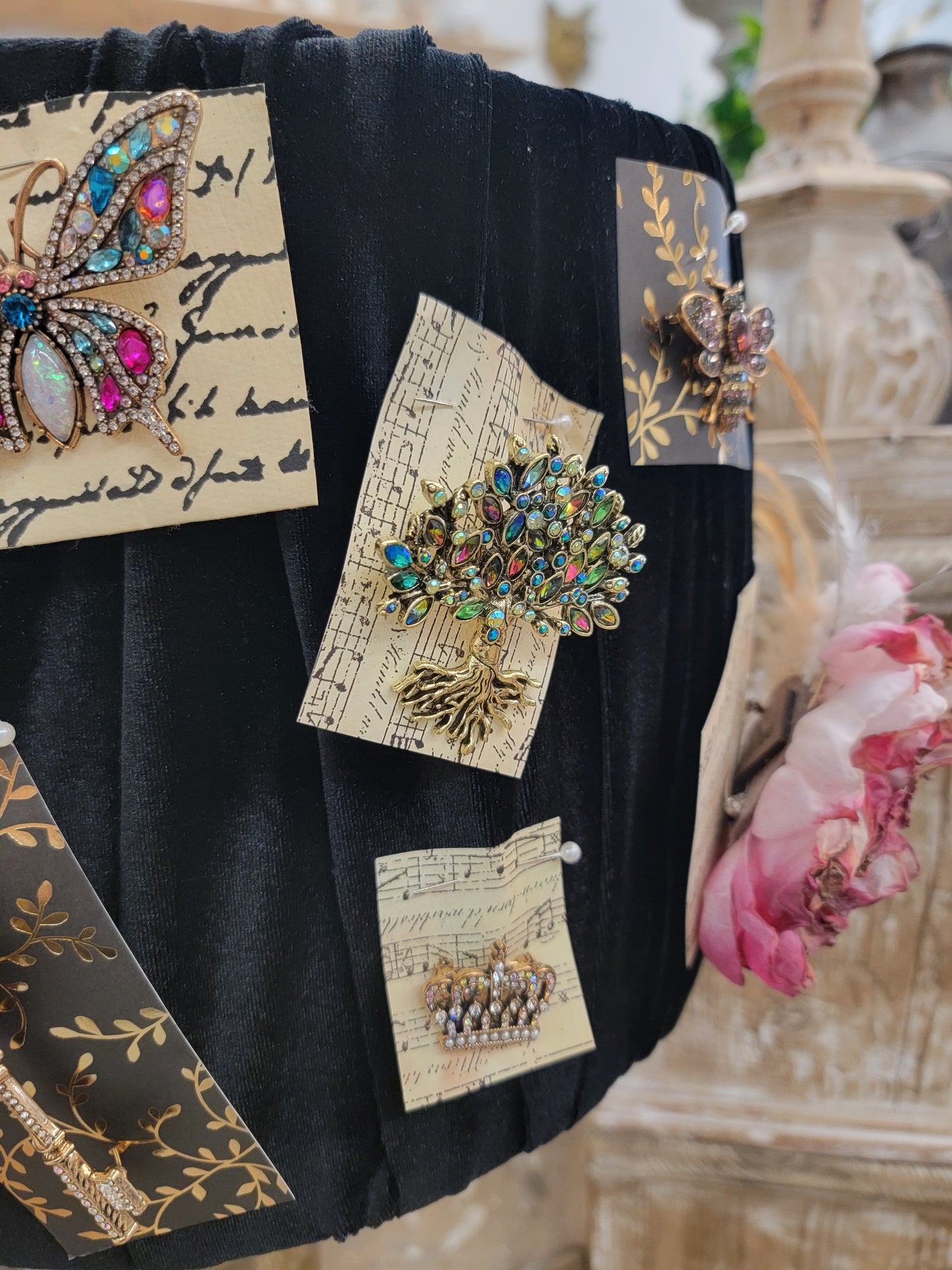 Jeweled Crown Brooch