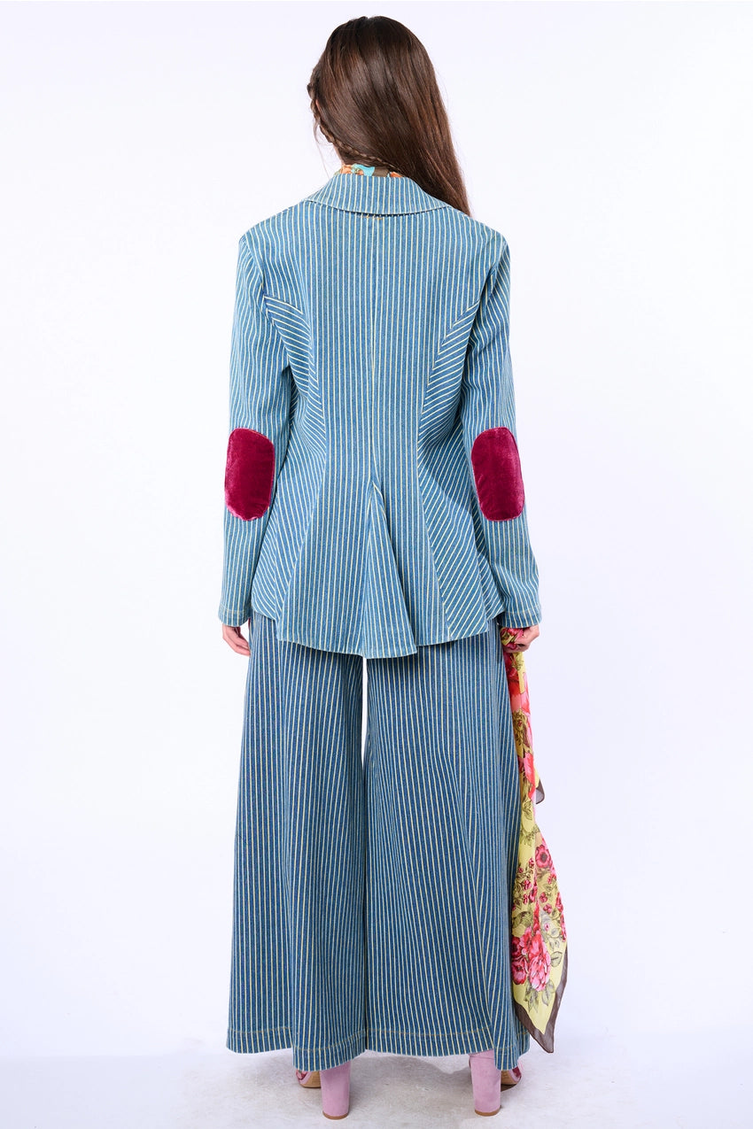 Alaia Stripe Denim Knitted Blazer / Jacket