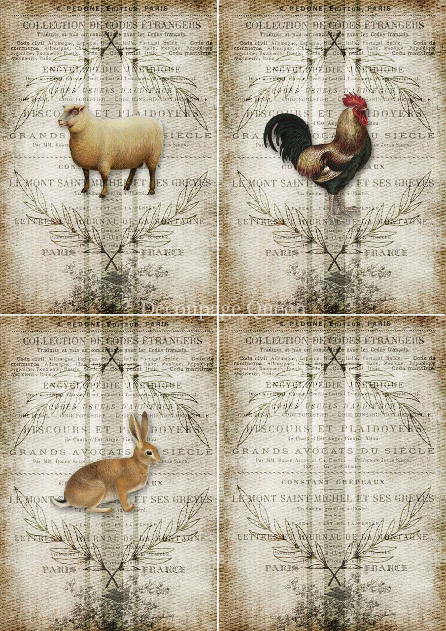Grain Sack 4 Pack 0331 - A4 8.3 x 11.7 Rice Paper Decoupage Queen