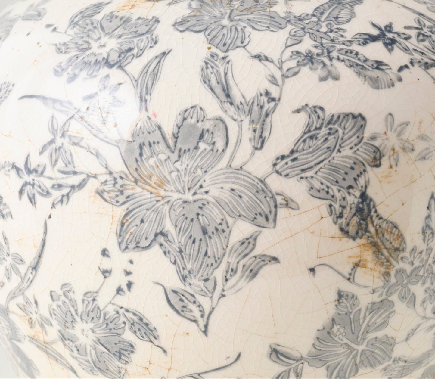 White & Gray Floral Ceramic Vase