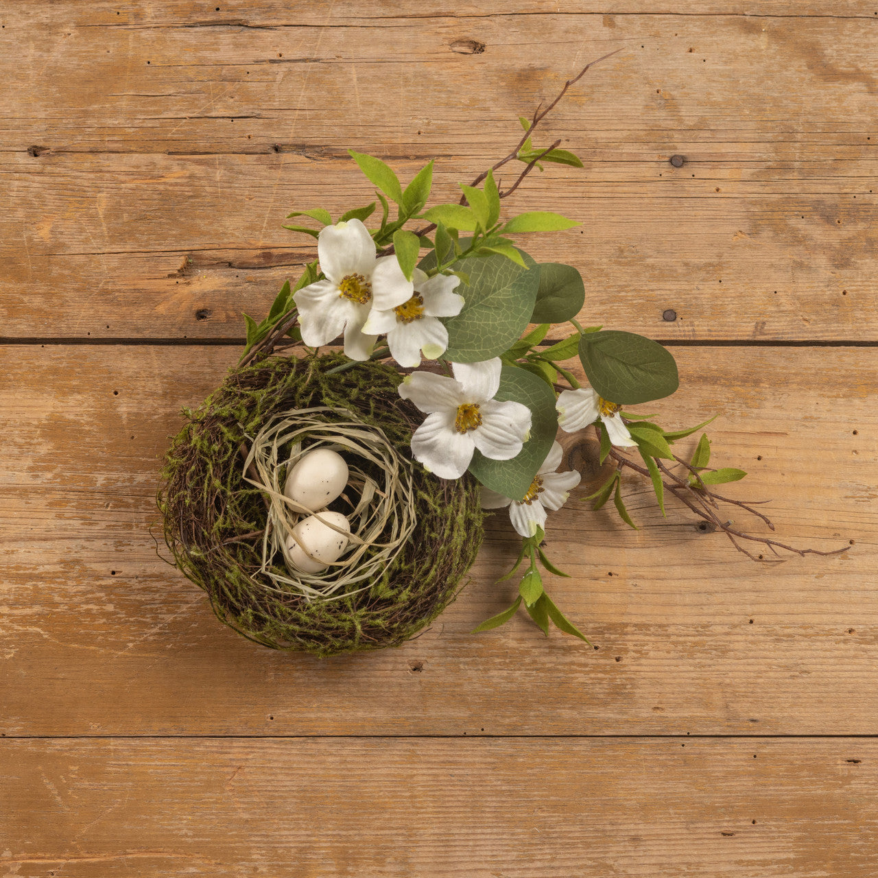 Bird Nest w Faux Dogwood Branch