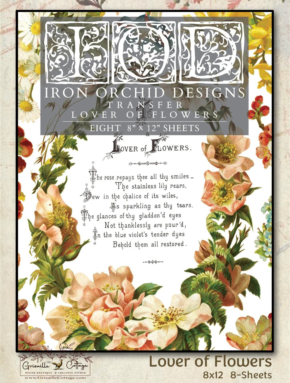 Lover of Flowers - 8 Sheet, 8x12 Pad IOD Decor Transfer™