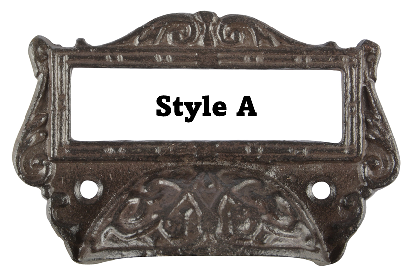 Cast Iron Drawer Pull with Label Holder