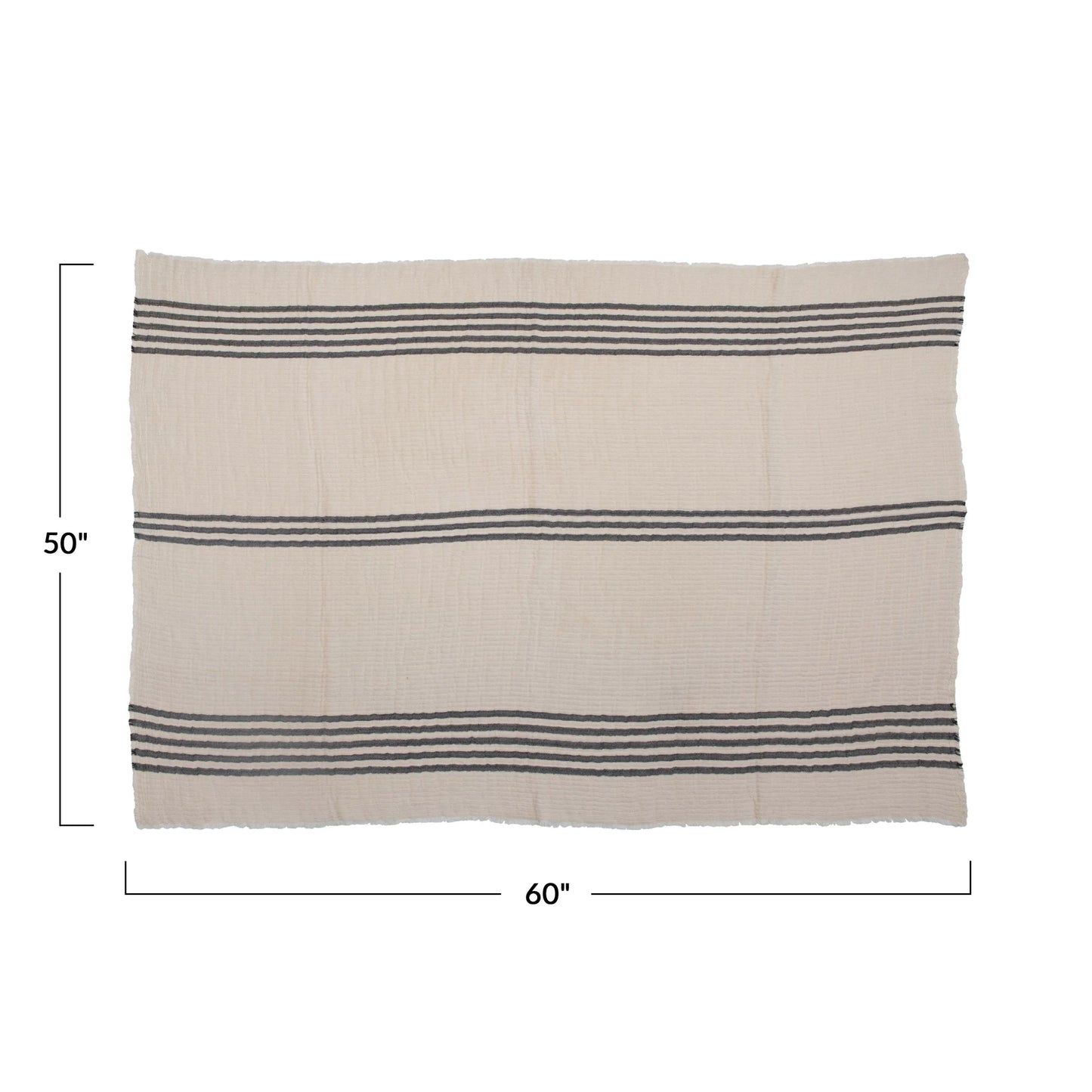 Double Cloth Stitched 60"L x 50"W Throw with Frayed Edges