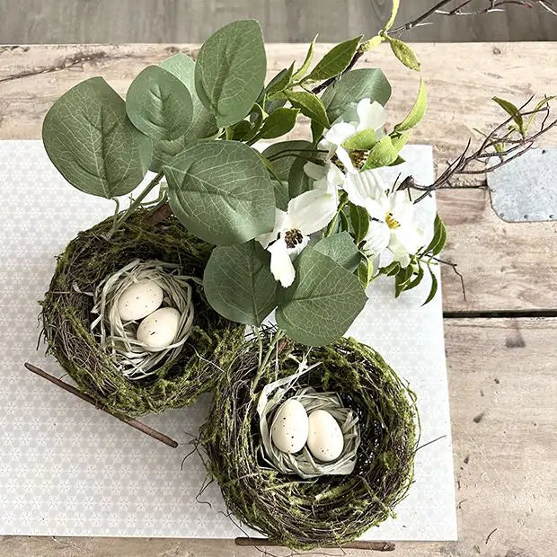 Bird Nest w Faux Dogwood Branch
