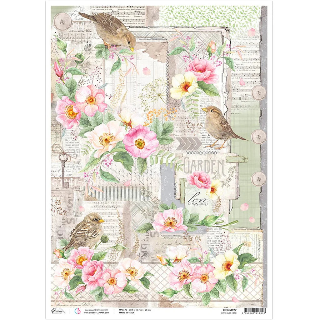 Love Lives Here - A3 12" x 16.8" Rice Paper by Ciao Bella
