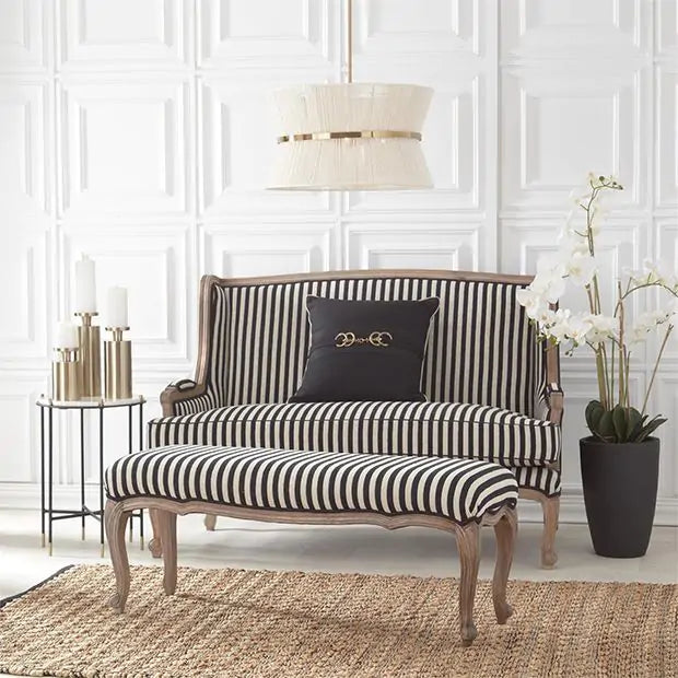 Simply Black & Cream Stripe Pattern Settee - (๐๐ข๐๐ค-๐๐ฉ ๐๐ง๐ฅ๐ฒ)