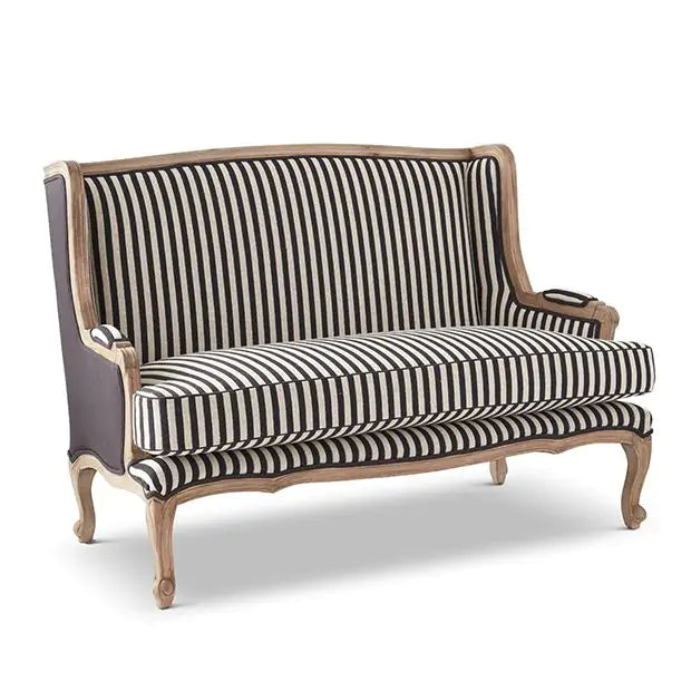 Simply Black & Cream Stripe Pattern Settee - (𝐏𝐢𝐜𝐤-𝐔𝐩 𝐎𝐧𝐥𝐲)