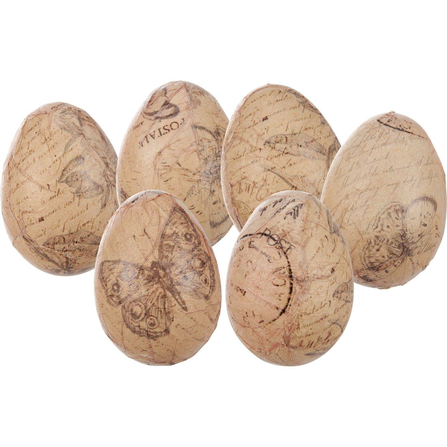 Vintage Paper Decoupaged Wooden Egg - Set 6