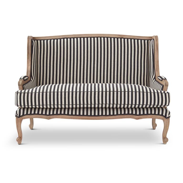 Simply Black & Cream Stripe Pattern Settee - (𝐏𝐢𝐜𝐤-𝐔𝐩 𝐎𝐧𝐥𝐲)
