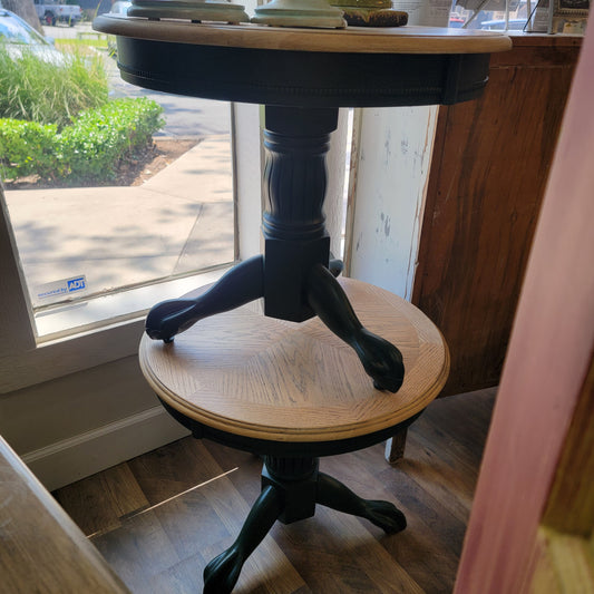 Pedestal Side Table -Hunter Green & Natural - (𝐏𝐢𝐜𝐤-𝐔𝐩 𝐎𝐧𝐥𝐲)
