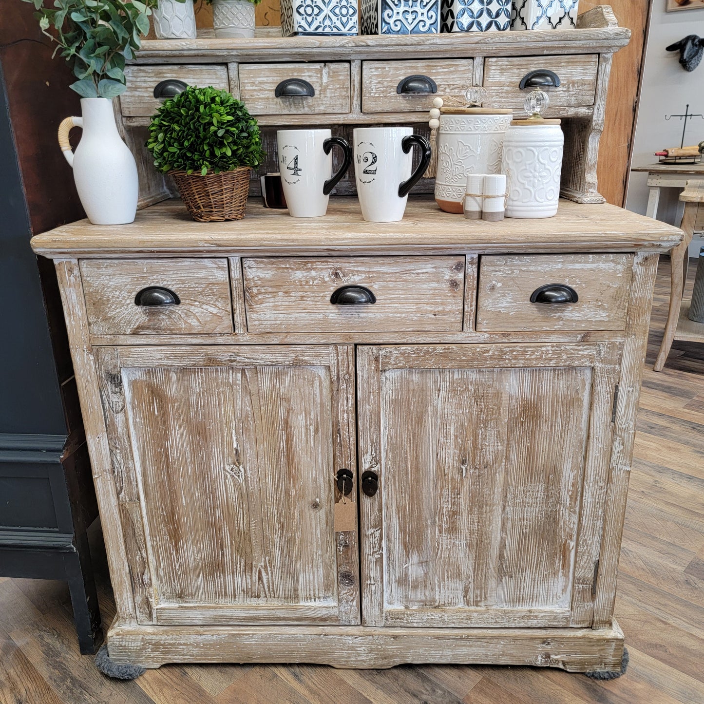 Distressed French Style 2pc Sideboard - (𝐏𝐢𝐜𝐤-𝐔𝐩 𝐎𝐧𝐥𝐲)