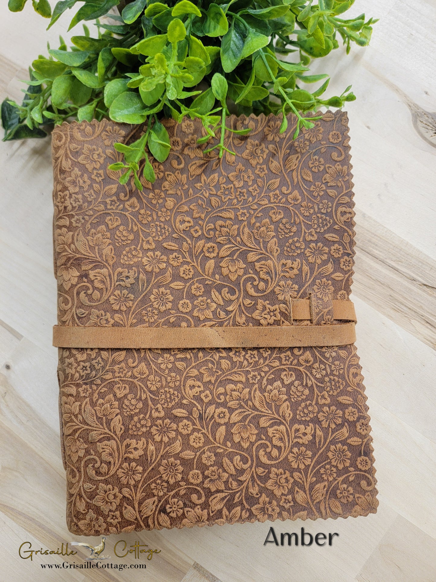 Floral Embossed Leather Journal