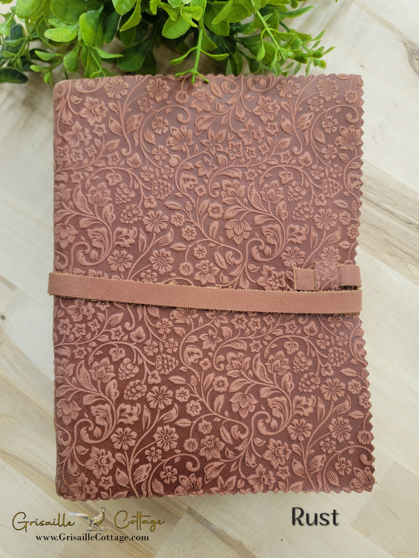 Floral Embossed Leather Journal