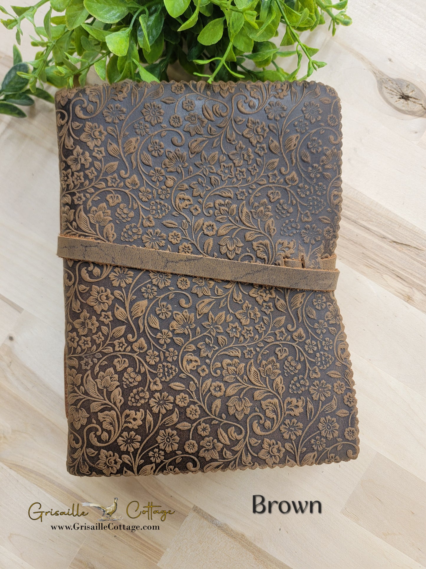 Floral Embossed Leather Journal
