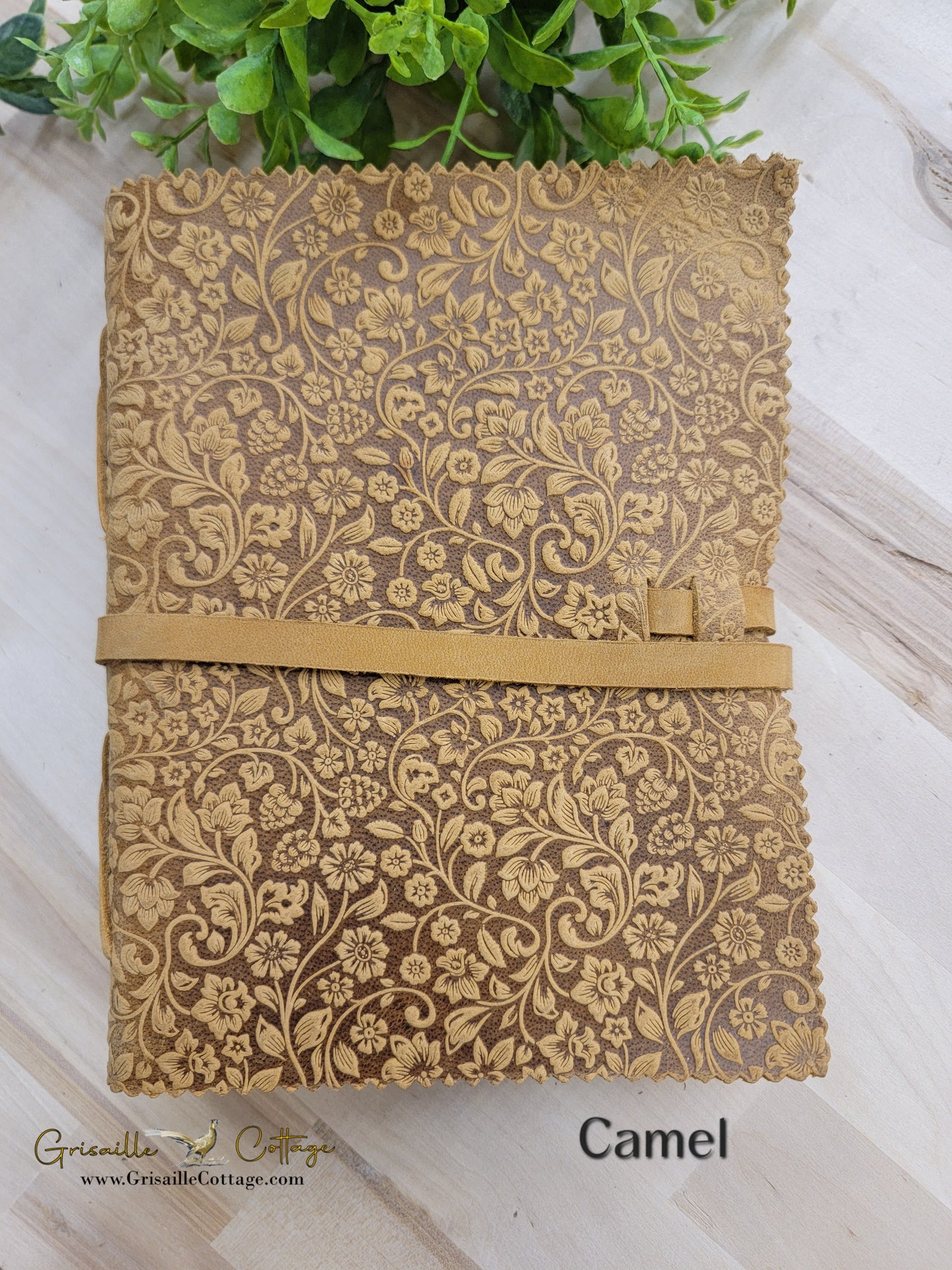 Floral Embossed Leather Journal