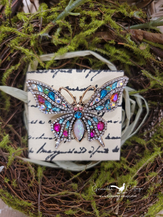 Jeweled Butterfly Brooch