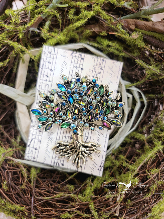 Jeweled Tree of Life Brooch