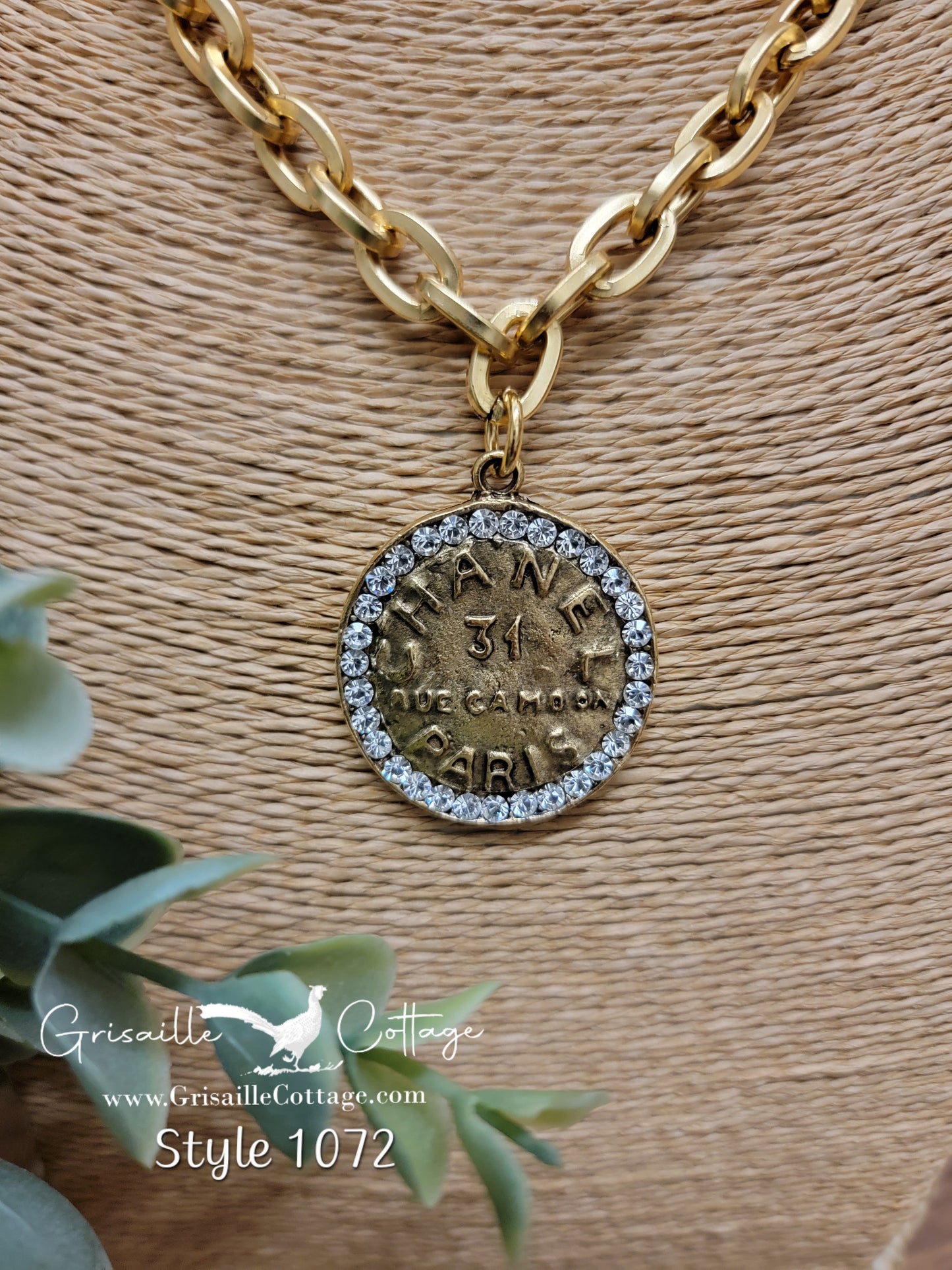 Chanel 31 Rue Paris Cambon Coin & Crystal Necklace Style 1072 - Yochi NY