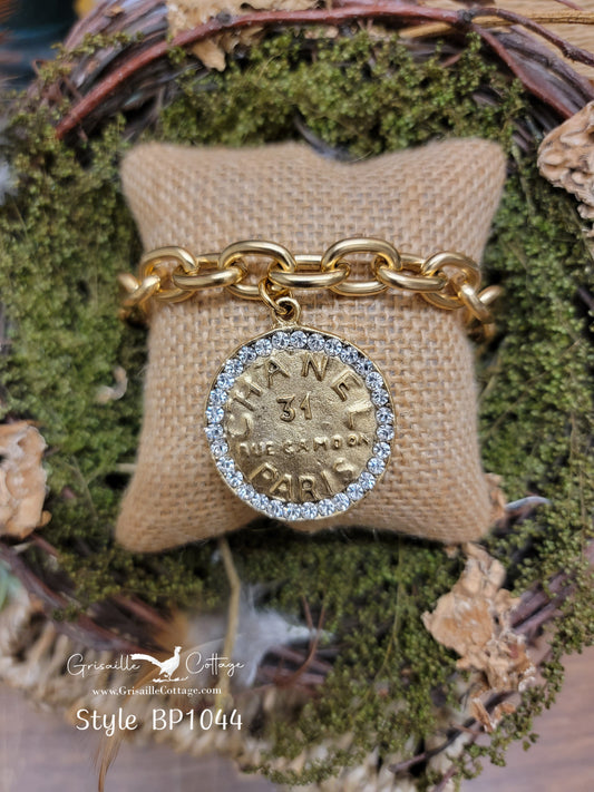 Chanel Paris Coin & Crystal Medallion Bracelet Style BP1044 - Yochi NY