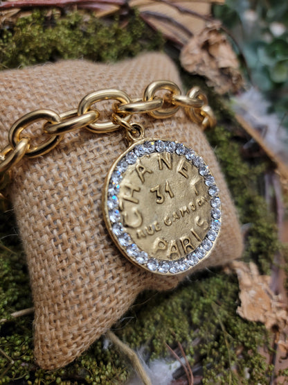 Chanel Paris Coin & Crystal Medallion Bracelet Style BP1044 - Yochi NY