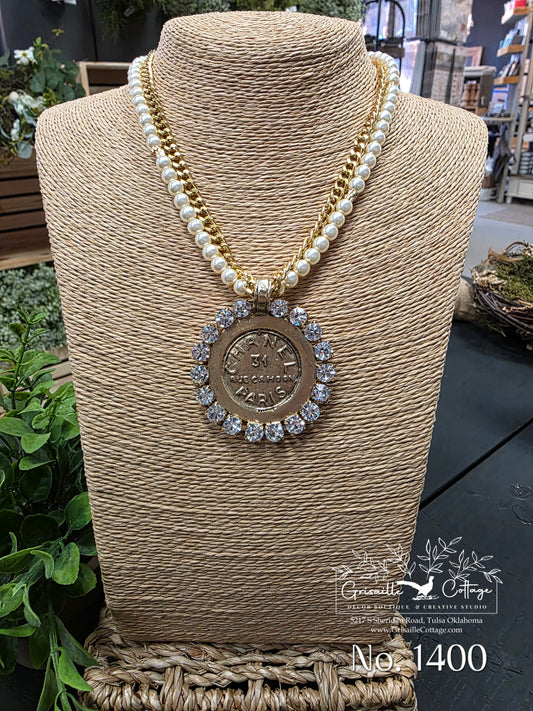 Chanel 31 Rue Paris Cambon Coin & Pearl & Crystal Necklace Style 1400 - Yochi NY