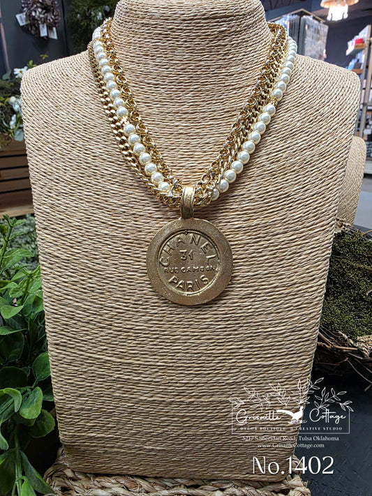 Chanel 31 Rue Paris Cambon Coin & Pearl Necklace Style No.1402 - Yochi NY