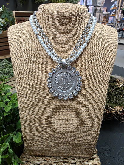 Chanel 31 Rue Paris Cambon Coin & Pearl & Crystal Necklace Style 1403 - Yochi NY