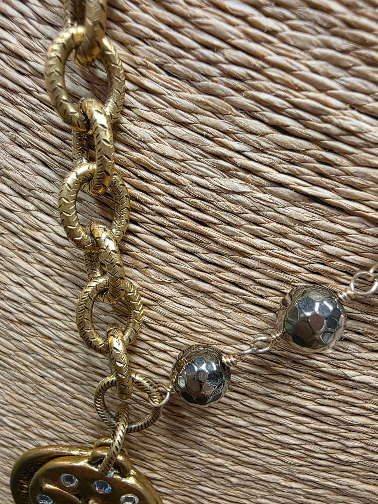 Pyrite & Gold 2-Charm Bee Necklace LN115