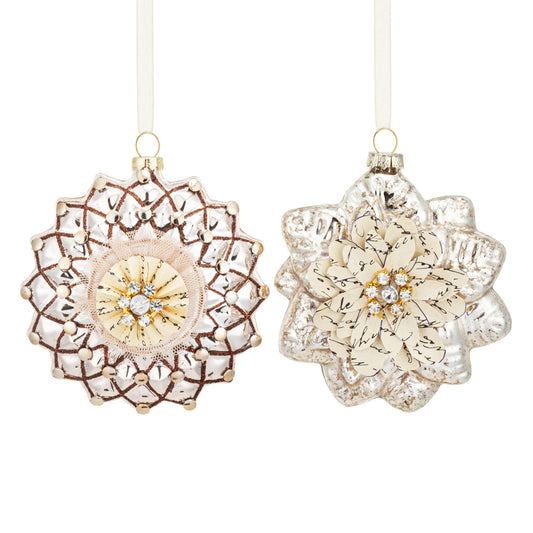 Mercury Glass Tulle Paper Sparkle Ornament 4in