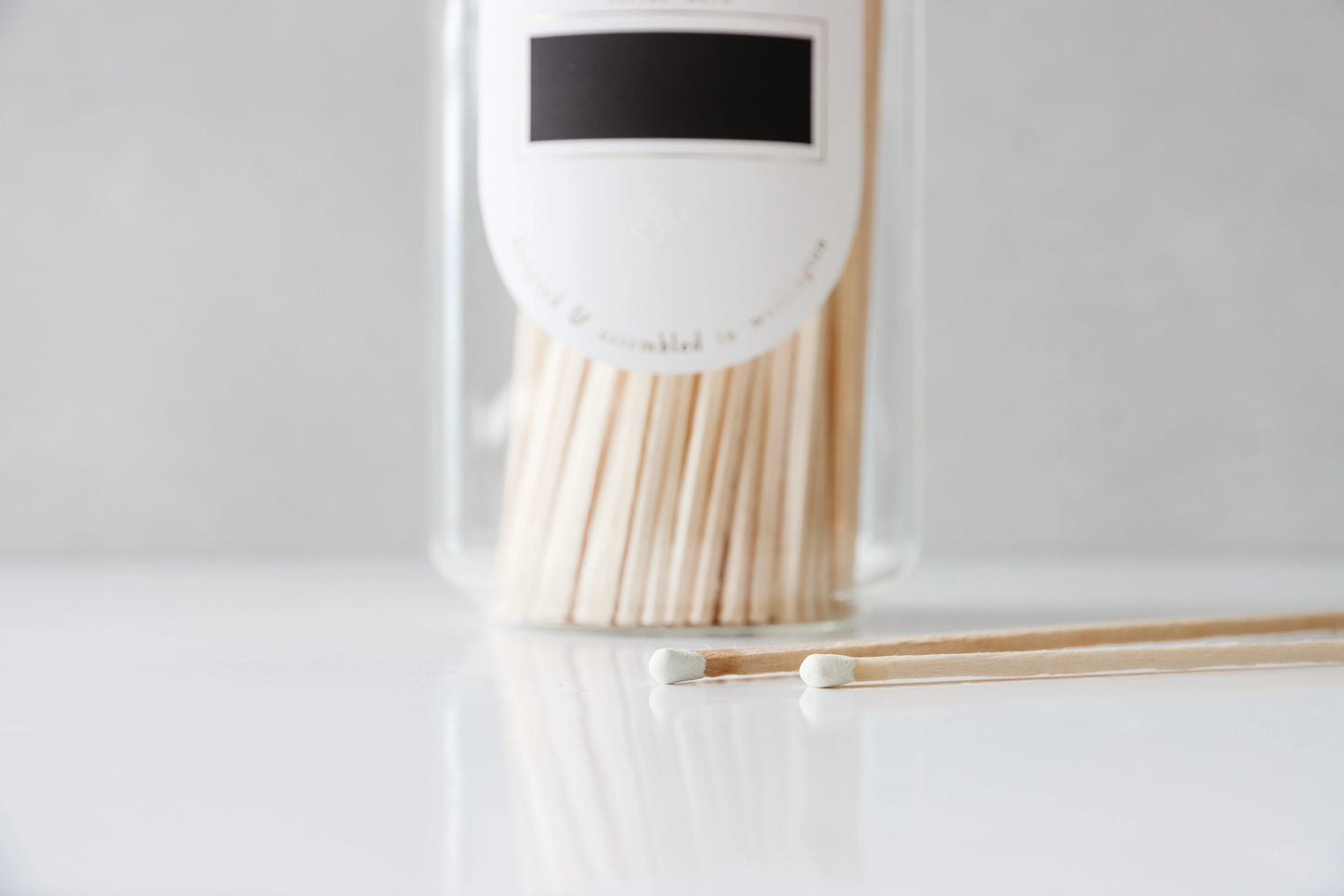 Simply White Fireplace Matches Wood Lid Jar