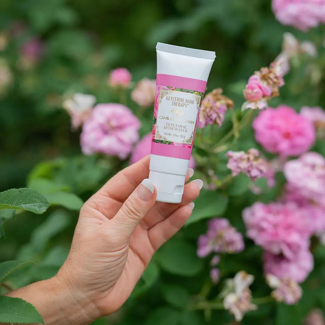 Rosewater Glycerine Hand Therapy Lotion 1.35oz Small Tube - Camille Beckman