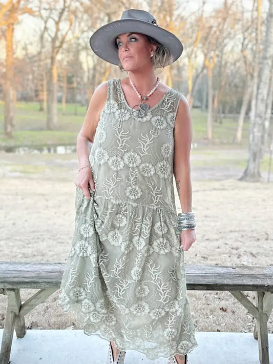 Garden Bliss Dress, Vintage Stone - Jaded Gypsy
