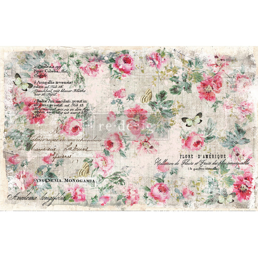 Floral Wallpaper 19.5" x 30" - Decoupage Tissue Paper