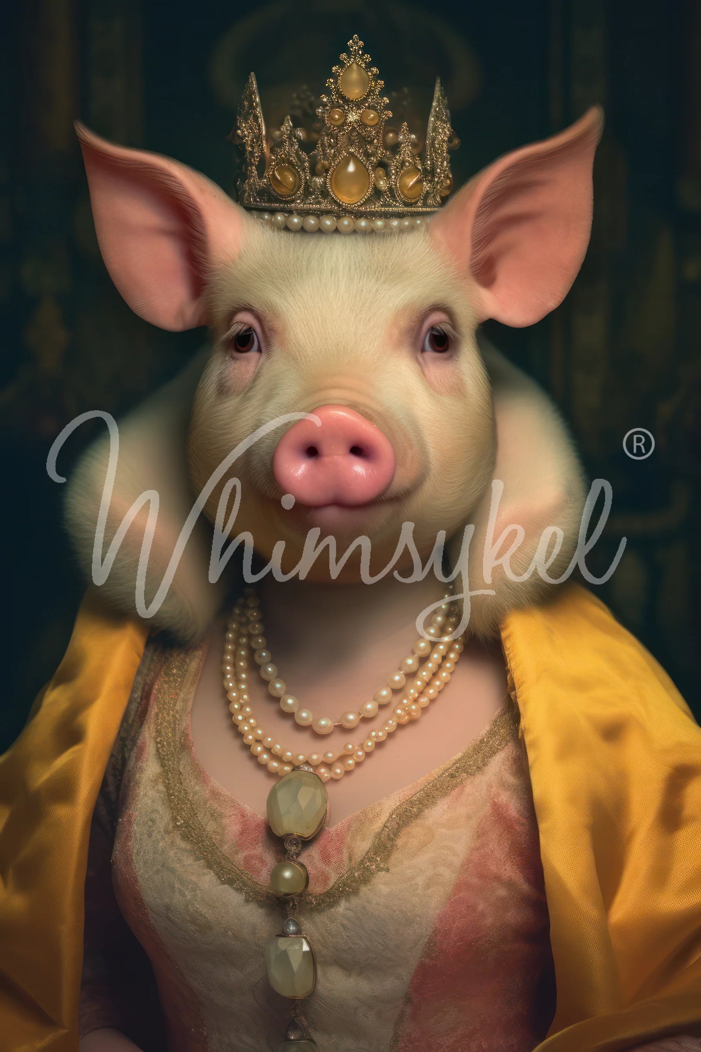 Princess Porkington Pig - Lg 21" x 29" Decoupage Paper by Whymsikel Designs
