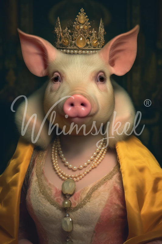 Princess Porkington Pig - Lg 21" x 29" Decoupage Paper by Whymsikel Designs
