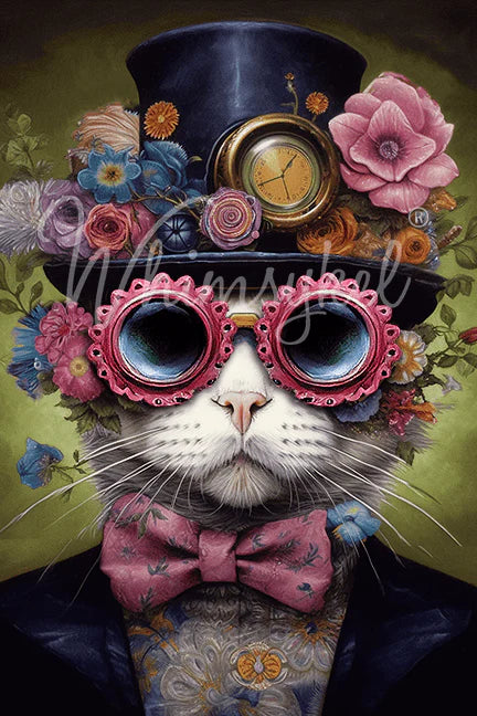 Dapper Dan Cat - Lg 21" x 29" Decoupage Paper by Whymsikel Designs