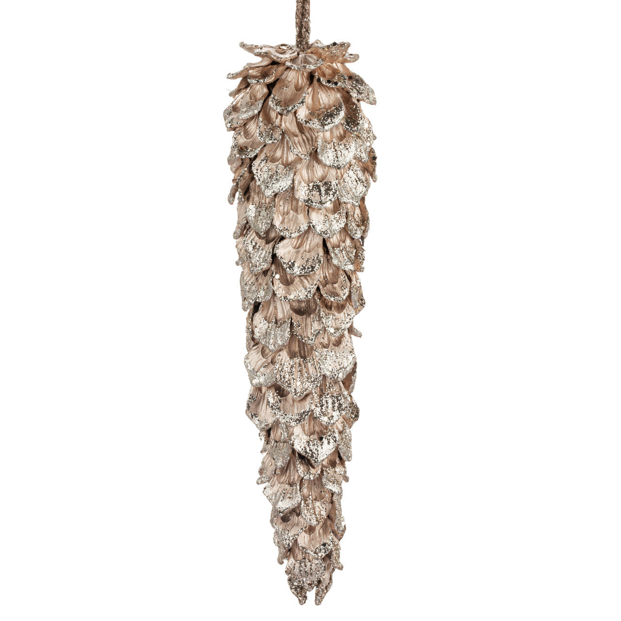 Gold Pine Cone Leaf Ornament - 2.5x11in