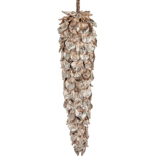 Gold Pine Cone Leaf Ornament - 2.5x11in
