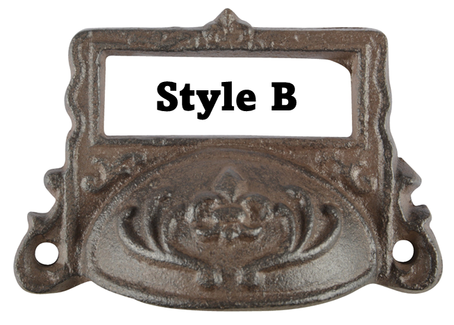 Cast Iron Drawer Pull with Label Holder
