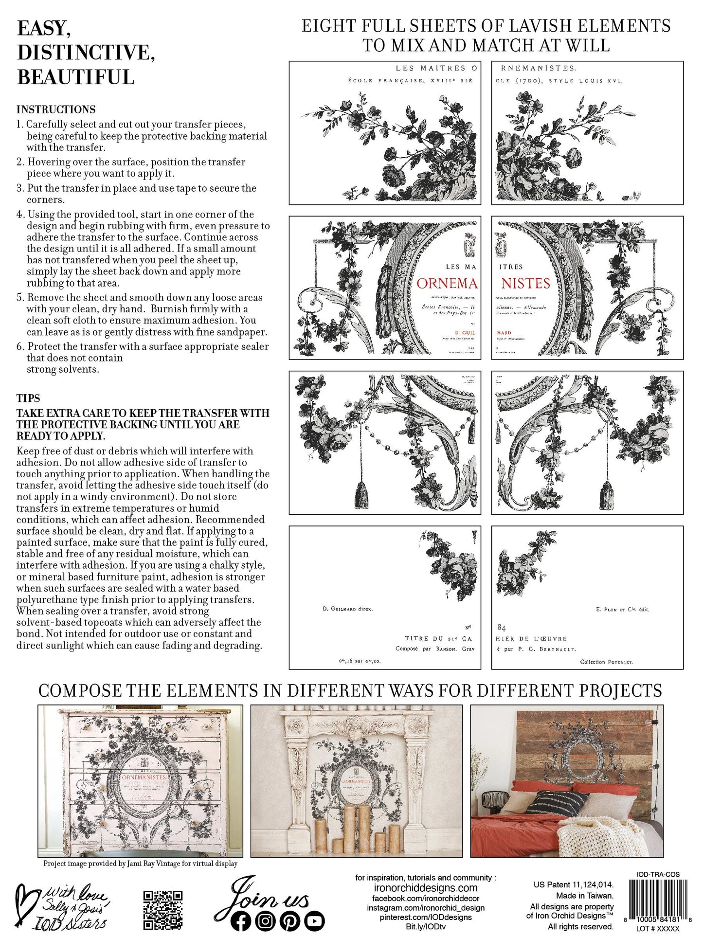 Cosette - 8 Sheet, 12x16 Pad IOD Decor Transfer™  RETIRED