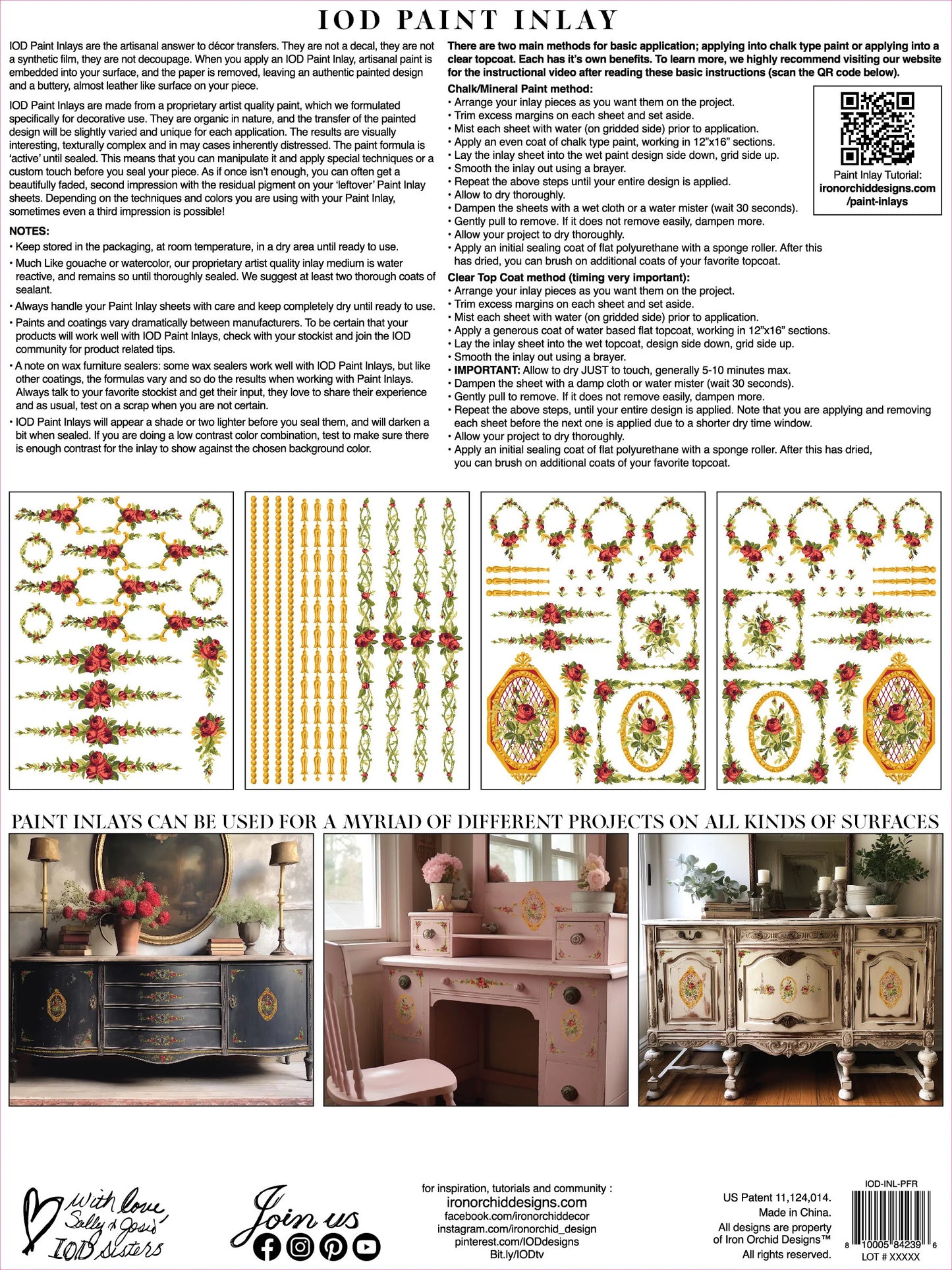 Petite Fleur Red - 4 Sheets, 12x16 Pad IOD Paint Inlay™