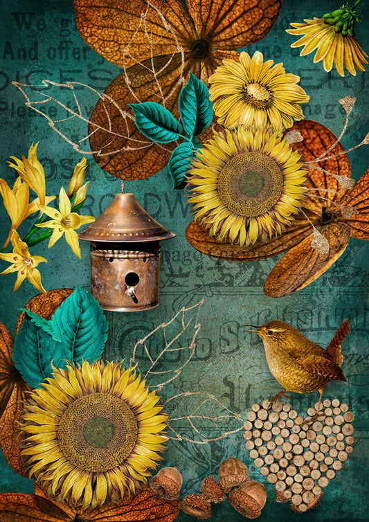 Autumn Sunflowers - A4 8.3 x 11.7 Rice Paper by Decoupage Queen