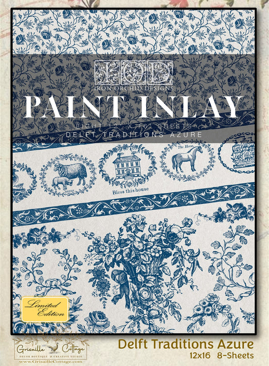 Delft Traditions Azure - 8 Sheet, 12x16 Pad IOD Paint Inlay™