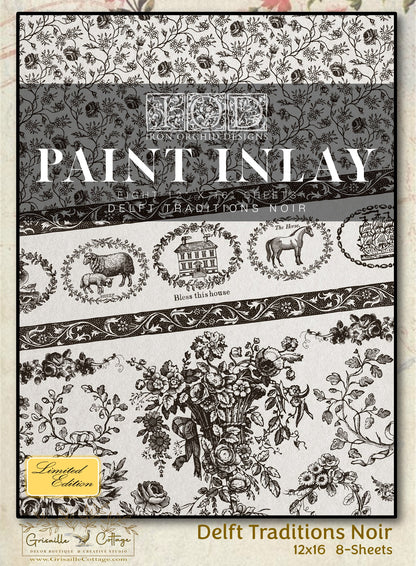 Delft Traditions Noir 8-sheet, 12x16 - IOD Paint Inlay™