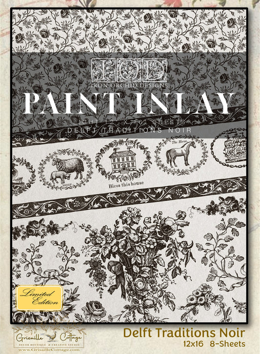 Delft Traditions Noir 8-sheet, 12x16 - IOD Paint Inlay™