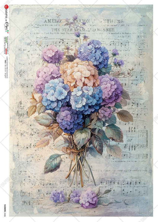 Open Blooms Spring Bouquet 0435 - A4 8.3 x 11.7 Rice Paper by Paper Designs
