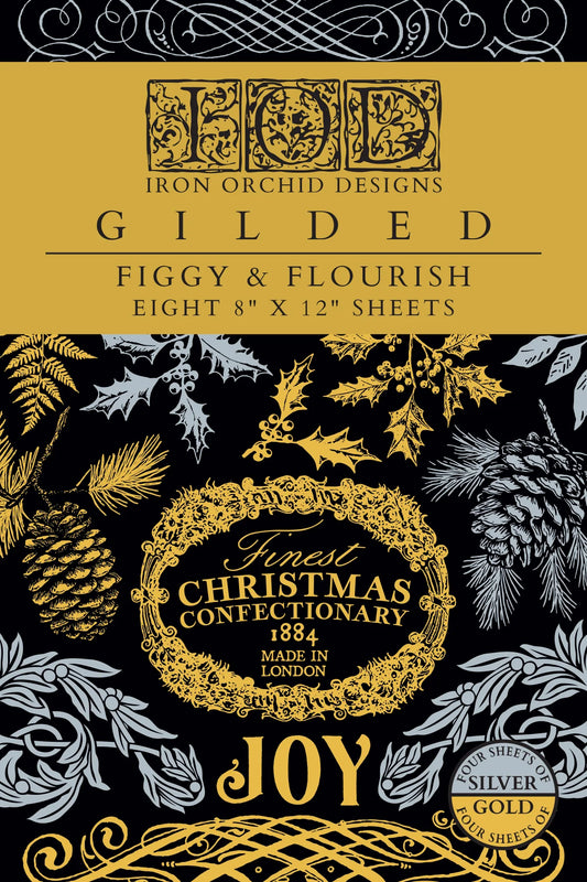 Figgy & Flourish - Gilded Collection - 8 Sheet, 8x12 Pad IOD Decor Transfer™