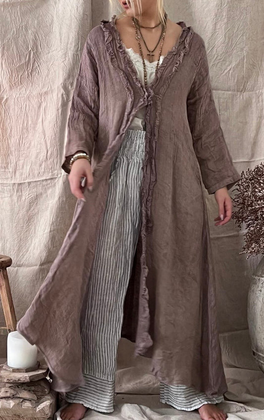 Linen Double Gauze Duster, Taupe - Namsar