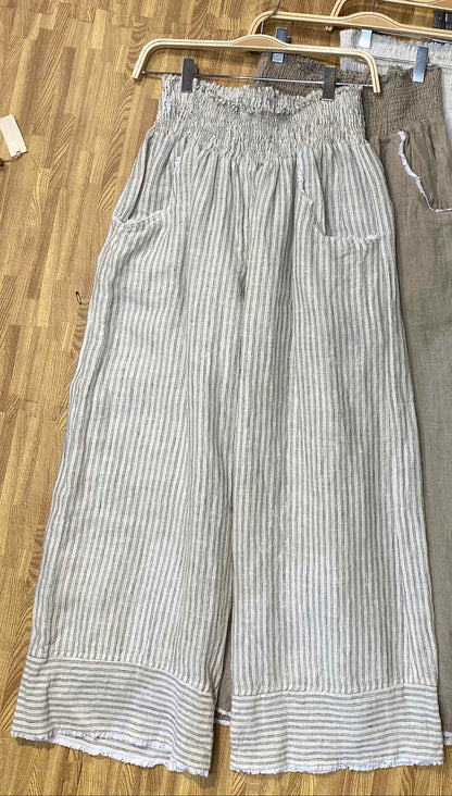 Linen Smocked Parallel Pant - Namsar